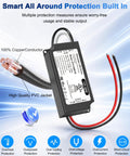 Heavy-Duty 12V LED Driver 60W Power Supply For LED Strip Lights, UL FCC Listed Class 2 Triac ELV MLV Dimming, 120V AC To 12V DC Transformer, Fully Compatible With Lutron And Leviton Dimmers. Black enclosed driver with red and black wires