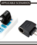 Universal Car Cigarette Lighter Adapter AC To DC Power Converter 220V To 12V showing plug and socket for easy use.