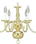 Williamsburgh Chandelier With No Shades In Polished Brass Finish, Timeless Traditional Steel Ceiling Light With Old World Charm