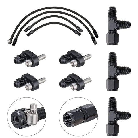 Steam Vent Hose And Coolant Crossover Kit For LS Series Engines LS1 LS2 LS6 LM7 LSX Stainless Steel Braided Nylon Black