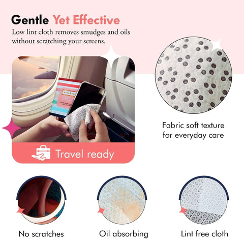 Tech And Lens Wipes For Eyeglasses Screens And Phones On The Go Streak Free Lint Free Pre Moistened Multi Surface Cleaner