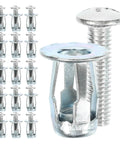 Rivet Nut Insert Kit 25 Piece Set Galvanized Carbon Steel Marine Grade Easy Install For Hollow Walls And Furniture Repair Petal Nuts Bolt Inserts For Solid Long Lasting Fastening, 25-piece set