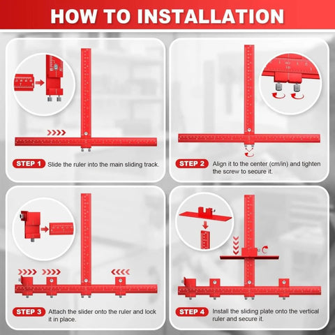 Adjustable Cabinet Hardware Jig For Precise Handle Installation Drill Guide Pro Grade with installation steps and parts