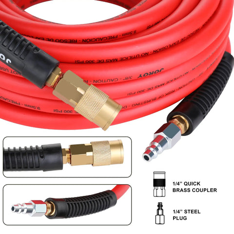 Hybrid Air Hose For Air Compressors Three Eighths Inch By Fifty Feet Built To Last Heavy Duty Lightweight Kink Resistant All Weather