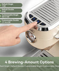 Top Shelf 20 Bar Espresso Machine With Built In Conical Burr Anti Static Grinder For Rich Crema And Powerful Milk Frothing System For Real Deal Home Barista Setup, showcasing brewing options.