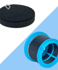 HEPA Vacuum Filter Kit Replacement For PowerClean FurGuard 280W And FurFinder 200W Self-Standing Cordless Vacuum, Includes 2 Filters And 4 Pre-Filter Pads, Easy Fit, Pet Hair And Dust Reduction. Close-up of pre-filter and HEPA filter on blue and white background.
