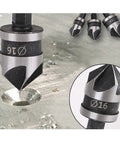 Three Piece Countersink Drill Bit Set With 82 Degree Angle, 3 Flutes, Pro Grade Quick Change Hex Shank, metal use example