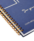 Navy blue spiral-bound book from Open House Guest Sign In Book And Realtor Tent Cards Set 2 Pack Navy Blue 8.5 By 11.