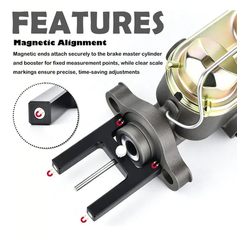 Pro Grade Car Brake Booster Adjustment Tool With Dual End Magnetic Design Aluminum Precision Push Rod Alignment For Master Cylinder Piston Depth And Smoother Braking On Every Stop. Magnetic alignment brake booster adjustment tool, 1 piece, aluminum
