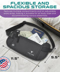 RFID Blocking Travel Money Belt And Passport Holder, Slim Wallet Fanny Pack for Men and Women with cash and passport inside.