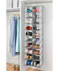 Soft Fabric Closet Organizer With 20 Shelf Over Rod Vertical Storage For Shoes Handbags Clutches And Accessories Space Saver
