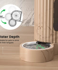 Pawsome Gravity 2 In 1 Automatic Pet Feeder And Water Dispenser 0.8 Gallon, stainless steel bowl with water depth indicator.