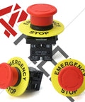 22mm Red Mushroom Emergency Stop Button Switch With 2NC Contacts, Latching Push Lock, 600V 10A, Built Tough Safety Button For Machinery, 40mm Button Diameter, 4mm Panel Mount, Durable Plastic Construction LA139AES544