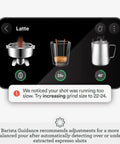 Oracle Jet Espresso Machine With Precise Temperature Right Bean Dosing And Microfoam For Latte Art Four Keys Formula display screen