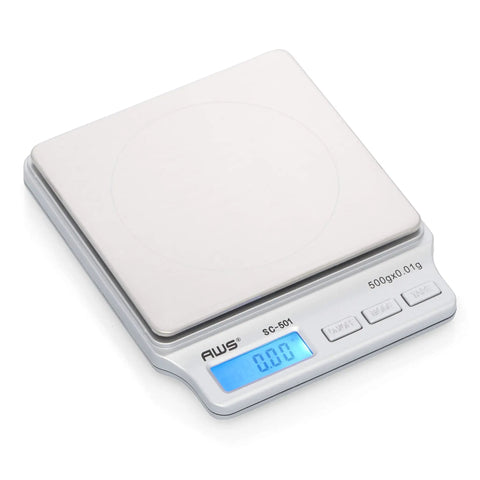 Precision Digital Kitchen Scale For Food Measuring 2Kg X 0.1g, Silver SC Series, displayed with digital display and tare buttons