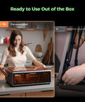 Creality Falcon A1 laser engraver with orange enclosure on countertop; front view