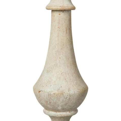 Close-up of Magnolia Five Light Chandelier white washed wood detail showcasing rustic texture and design."