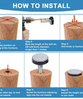 Quarter Inch Threaded Leveling Feet With PTFE Bottom For Carpets And Hardwood Floors, Adjustable Furniture Glides, installation guide