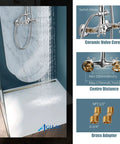 Polished Chrome Shower Faucet System With 8 Inch Rainfall Head 12 Inch Extension Tube Handheld Spray Dual Knobs Mixer Wall Mount