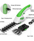 Go To 2 In 1 Grass Shear And Hedge Trimmer For Small Bushes And Lawns Cordless Handheld Electric Tool with blades details