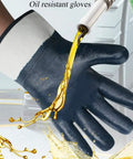 Oil Field Style Chemical Resistant Work Gloves With Wide Cuff Durable Blue For Petrochemical Transport And Fuel Delivery Pros