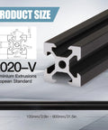 4 Pack 200mm V Slot 2020 Aluminum Extrusion European Standard Anodized Black Linear Rail For 3D Printer Parts And CNC DIY 7.9 Inch Build Kit Beefy Heavy Duty For Stable Precision And Easy Mounting In Your DIY 3D Printer And CNC Setup, angled view