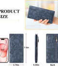 MULE Ultra Slim Wallet For Women Bifold Leather RFID Blocking Designer Card Holder with Microfiber Leather in blue floral design.
