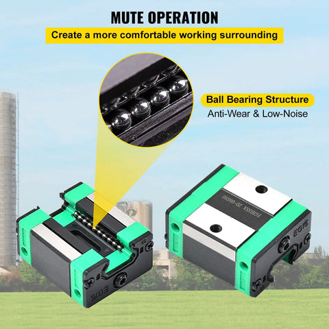 Two Piece Linear Rail Kit With Rails And HSR20 Bearing Blocks showing anti-wear ball bearing structure for CNC routers