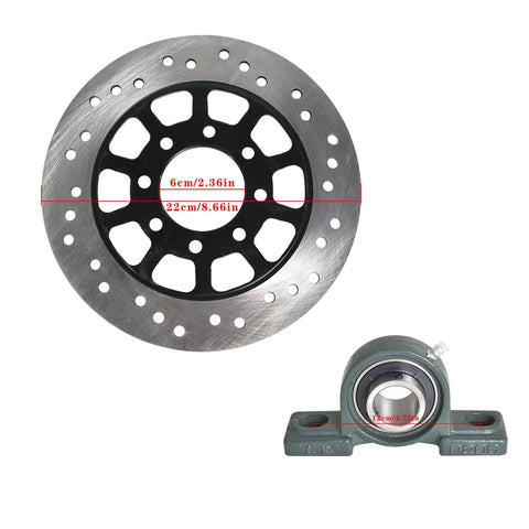 44 Inch Go Kart Rear Axle Shaft Kit Beefed Up With 530 37T Chain Sprocket Brake Disc Pillow Block Bearings And 4 Bolt Wheel Hub For Go Karts ATVs Quad Drifts Golf Carts Replacement brake disc and pillow block bearing