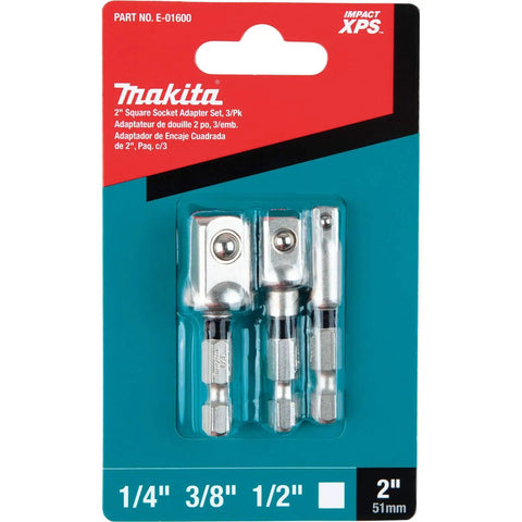 Three Piece Impact Ready Two Inch Square Socket Adapter Set Built Tough For High Torque Drivers And Drills With Retention Ball