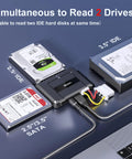 Dual Drive USB C SATA IDE Adapter For 2.5 And 3.5 Inch HDDs SSDs And Optical Drives Lets You Run One SATA And One IDE At The Same Time With Easy Plug And Play, 2.5/3.5 SATA and IDE drives connected