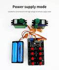 8 Channel RC Servo Tester With Independent 8 Channel Interface And Over Current Protection connected to power source and servos.