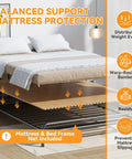 Queen Size Bamboo Bunkie Board Heavy Duty Bed Base Under Mattress Zero Flex Platform showing bamboo slats and mattress support.