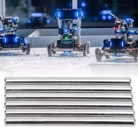 Stainless Steel Rod Axle Set for Industrial Robots 6 Pieces 80x6mm D Shaped with machined finish, in front of robots