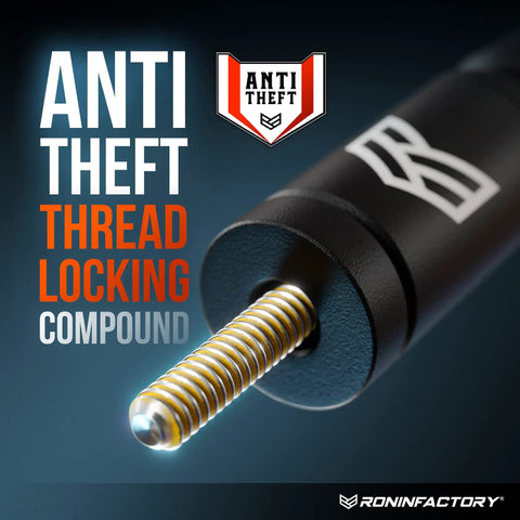 Close-up of anti-theft thread locking compound on Five Inch Flexible Truck Antenna For Chevy Silverado And GMC Sierra 2014 And Up.