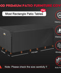 Rectangular Patio Table Cover 110 Inch Waterproof Heavy Duty 600D Outdoor Furniture Cover for Six To Ten Seat Sofa Set