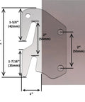 Upgrade Your Setup With Rock Solid Wood Bed Rails Replacement Kit Pair Featuring Easy Hook On Installation That Snaps Right Onto Any Frame Fits Twin To Cal King Beds In Rich Cherry Finish For Hassle Free Bedroom Refresh - detailed dimensions of metal hook connector.