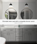 Savannah Rustic Farmhouse Wall Light dimmable matte black finish with white metal shade in modern bathroom setting