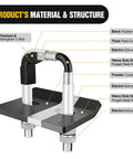 Diagram showing Heavy Duty 2 Inch Trailer Hitch Tightener With Anti Rattle U-Bolt and Mount Plate material and structure details.