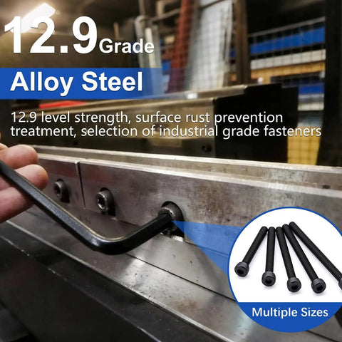 All In One M4 Screw Kit 220Pcs Set with industrial hex socket screws used in a metal assembly setting.