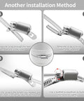 WSWECCL stainless steel hose clamp kit with 10ft strap and 10 fasteners; worm-gear band clamp installation diagram