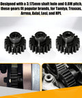 0.8M Pinion Gear Set Hardened Steel 3.175mm Shaft 16T 17T 18T With Screws And Hex For Tamiya Traxxas Arrma Axial Losi HPI 1/10 RC Car