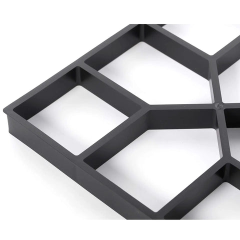 Close-up of black plastic mold for 2 Pack Outdoor Pavement Molds For DIY Cement Stepping Stones Walkway Maker Patio Path Pavers