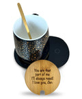 Personalized Coffee Mug Warmer With Auto Shut Off Sensor Touch Smart Heating Coaster Desk Essential Keeps Your Daily Brew Hot Gift That Slaps For Coffee Tea Lovers Straight Fire Vibe Included with black mug and bamboo coaster.