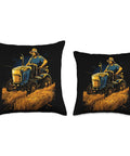 Combine Harvester Themed Throw Pillow 18x18 Multicolor For Farm Owners And Farmers with tractor design