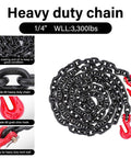 Heavy duty 1/4 inch chain with Grade 80 grab hooks, G80 Chain And Binder Set One Quarter To Five Sixteenths Inch