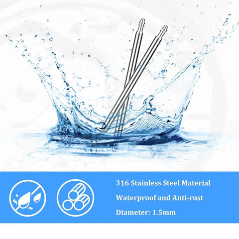 Watch band spring bars set, stainless steel, 1.5mm diameter, for repairing watches (360 pcs)