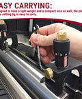 Person adjusting Magnetic Planer Blade Setting Jig on planer, showing easy setup for accurate blade height and pro-grade results.