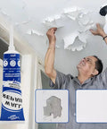 Fast Dry Wall Patch Kit For Holes And Cracks Self Adhesive Putty used to repair peeling ceiling paint, showing repair process.
