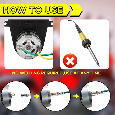 Installation guide for Two Pack 24V Electric Motor Gearbox For Kids Ride On Toys Car; shows no welding needed.